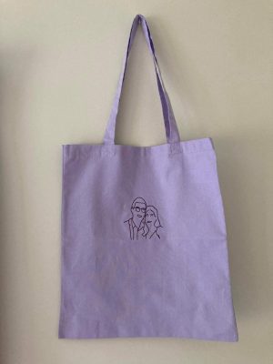 Couple Embroidered Tote Bag