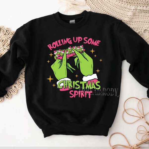 Grinch Rolling Up Some Christmas Spirit sweatshirt