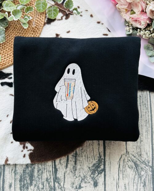 Ghost Drinking Embroidered Sweatshirt