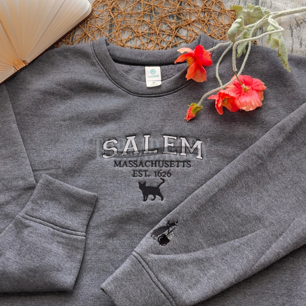 Salem Massachusetts –  Embroidered Sweatshirt