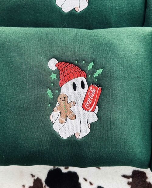 Christmas Ghost Drinking Embroidered Sweatshirt
