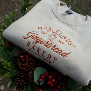 Mrs Clause Gingerbread Christmas Embroidered Sweatshirt