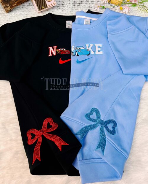 MC Queen and Sally Side Bow –  Cars Embroidered Sweatshirt