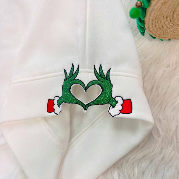 Merry Grinchmas side bow –  Embroidered Sweatshirt