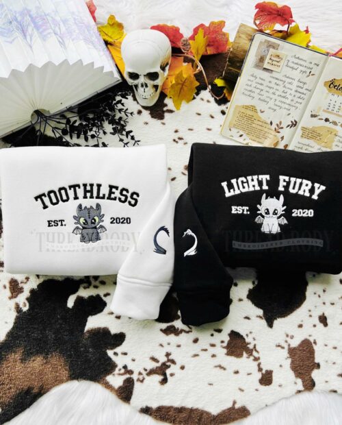 Toothless and Light Fury Embroidered Sweatshirt