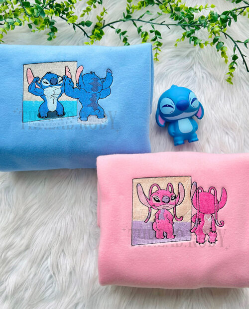 Stitch and Angel- Embroidered Sweatshirt
