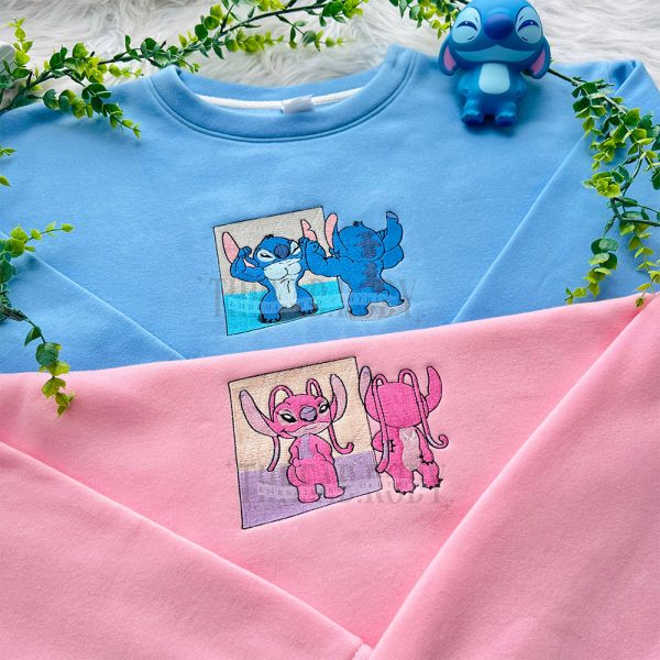 Stitch and Angel- Embroidered Sweatshirt