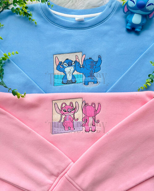 Stitch and Angel- Embroidered Sweatshirt