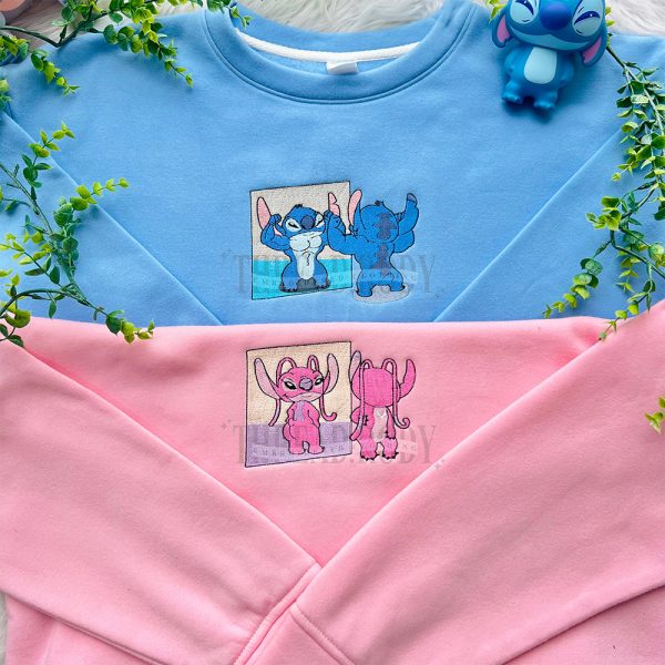 Stitch and Angel- Embroidered Sweatshirt