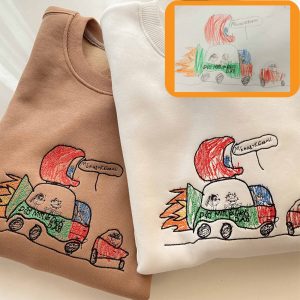 Custom Kids Photo Drawing Embroidered Sweatshirt