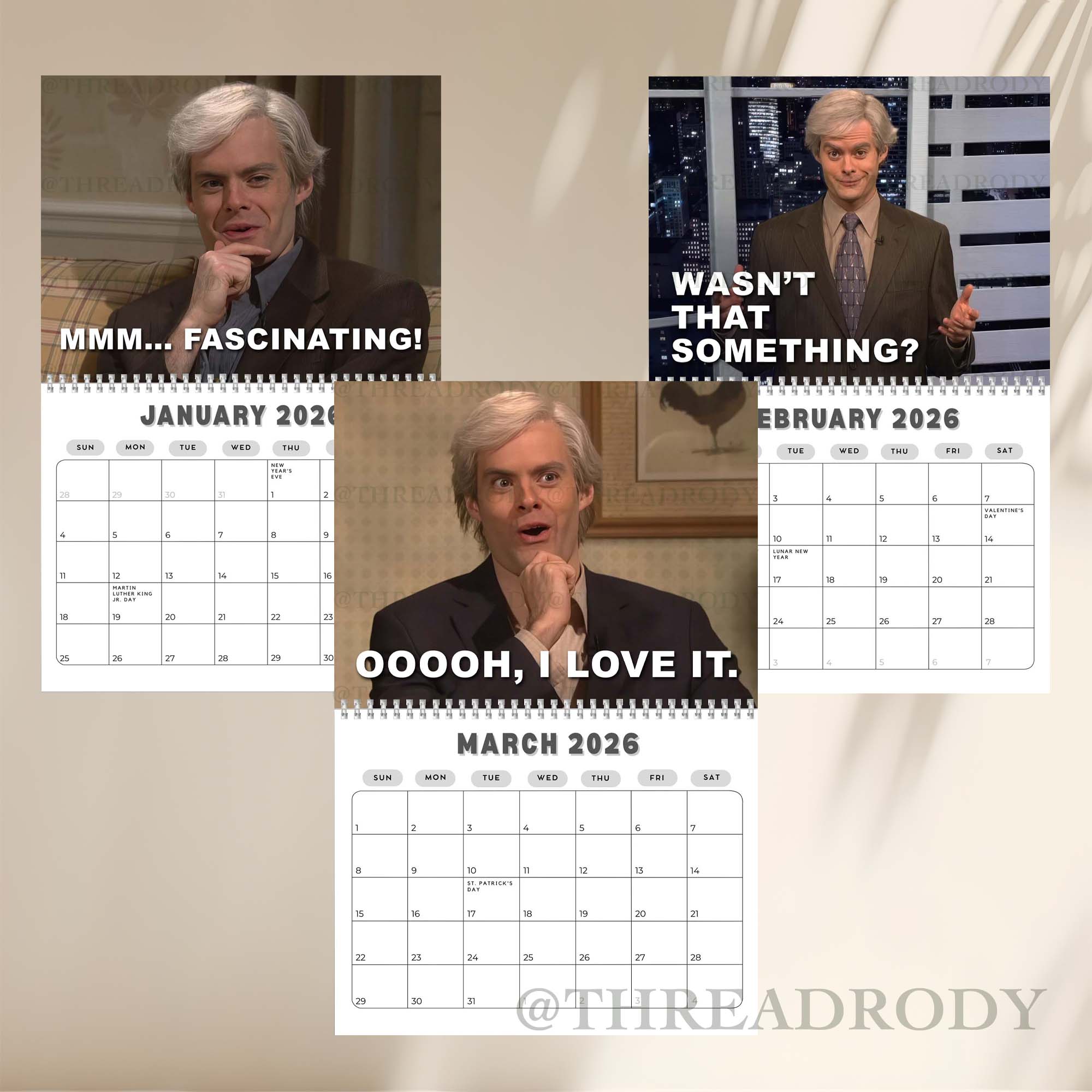 True Crime Bill Hader 2026 Calendar True Crime Bill Hader 2026 Calendar