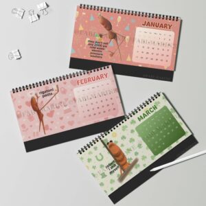 Brain Rot Marcus The Worm Meme 2026 Desk Calendar