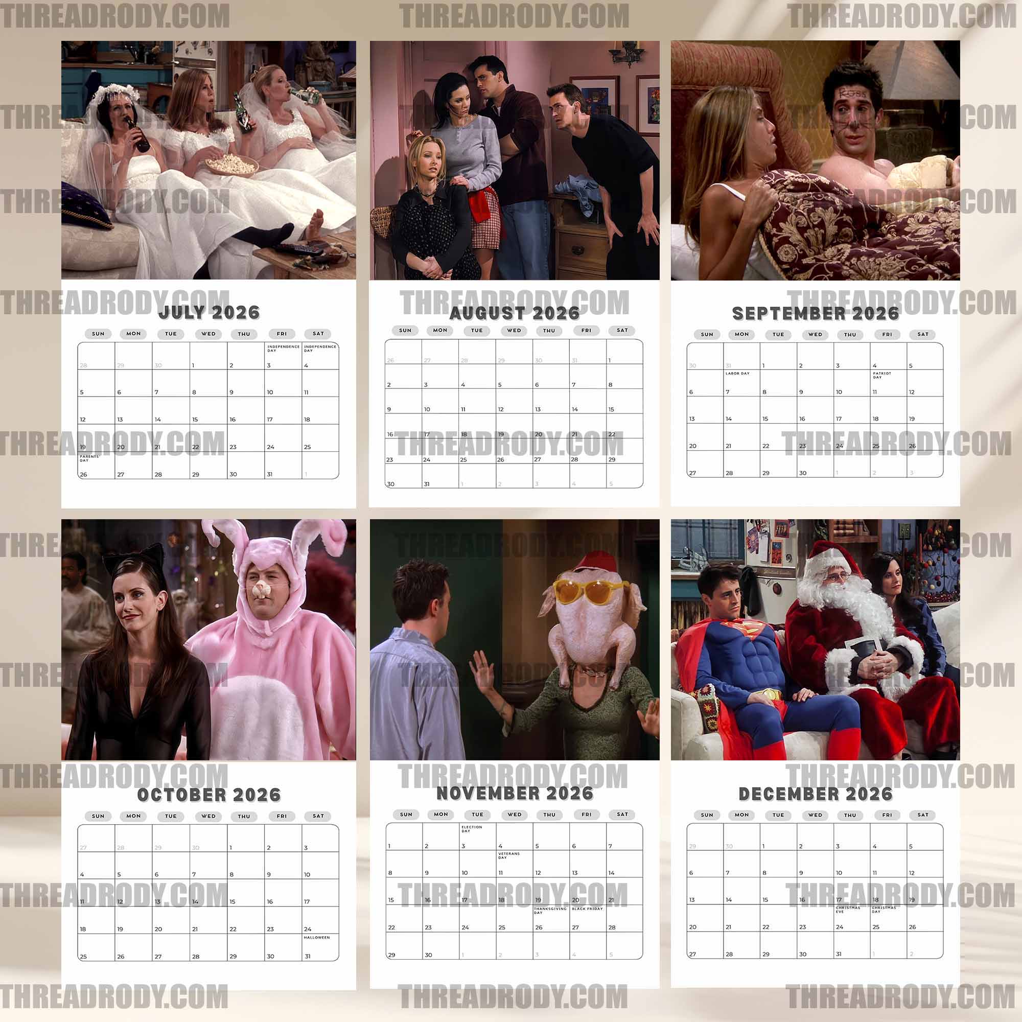 Friends TV Shows 2026 Wall Calendar Friends TV Shows 2026 Wall Calendar