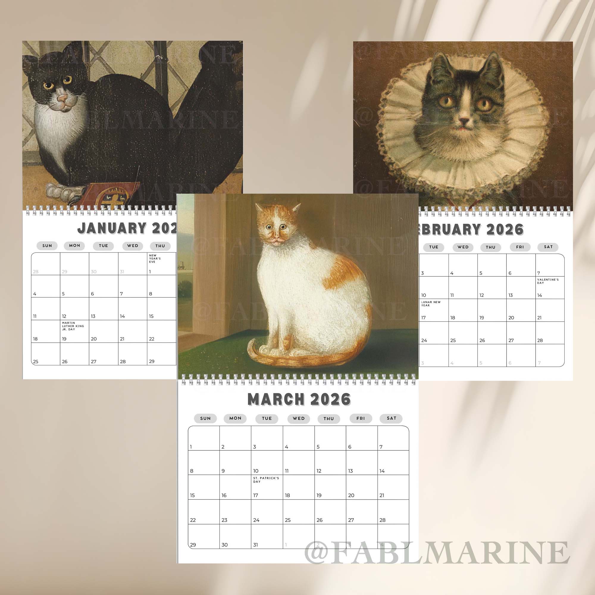 Renaissance Cat 2026 Calendar Renaissance Cat 2026 Calendar