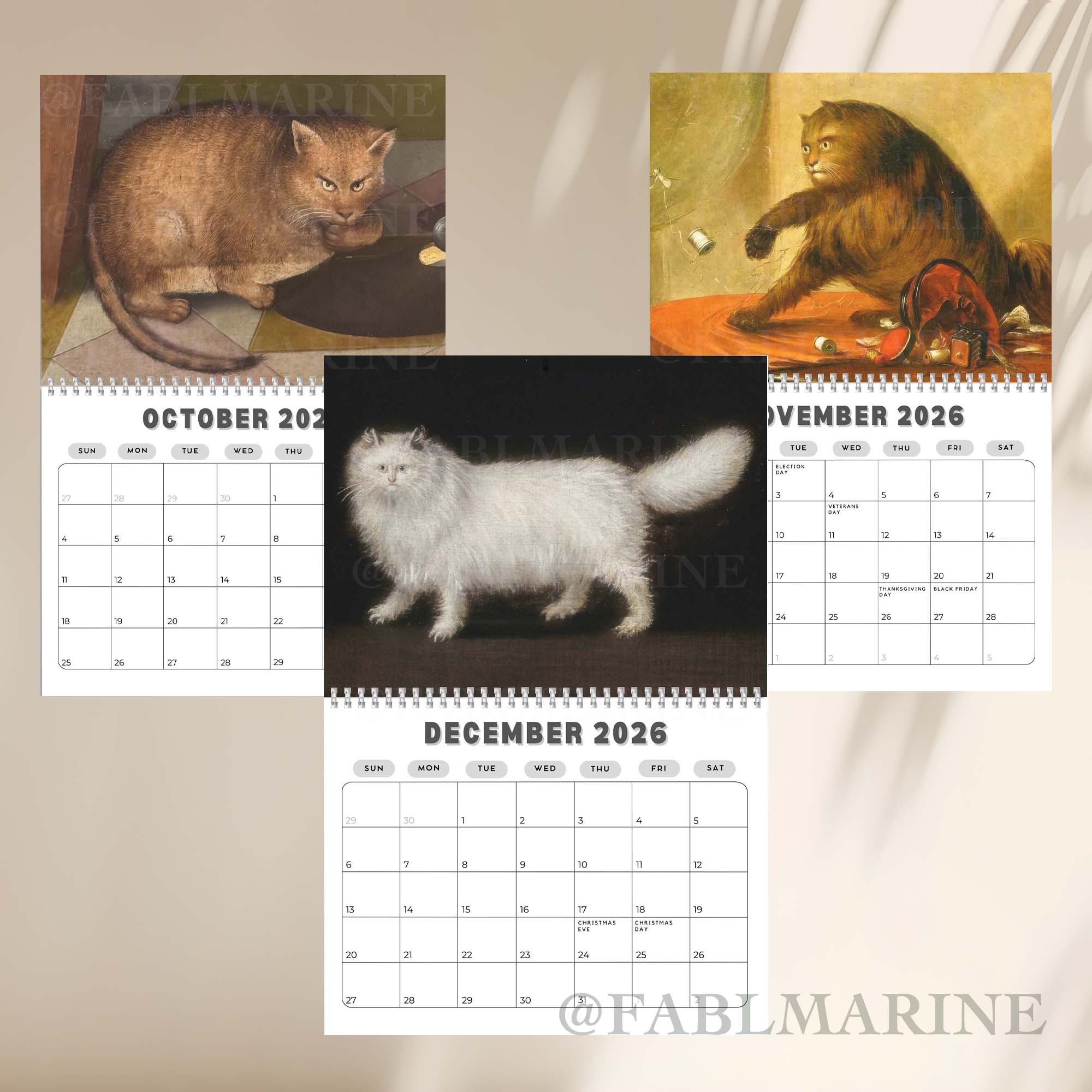 Renaissance Cat 2026 Calendar Renaissance Cat 2026 Calendar