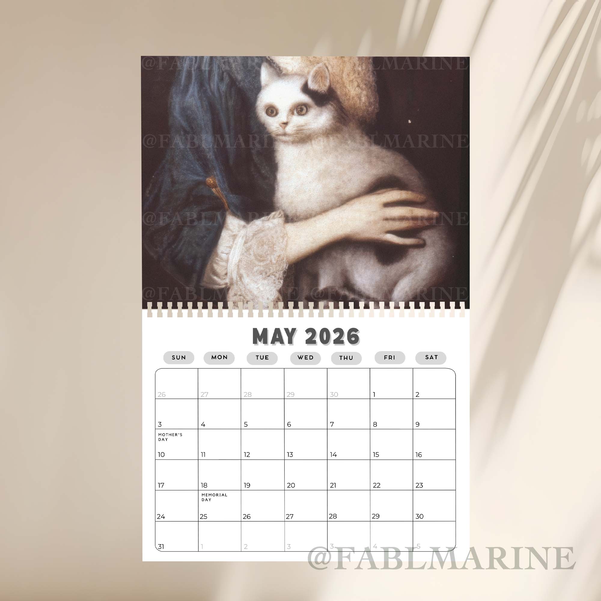 Renaissance Cat 2026 Calendar Renaissance Cat 2026 Calendar