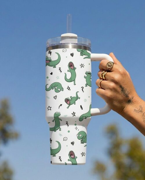 Tom the Lizard 40oz Tumbler with Handle